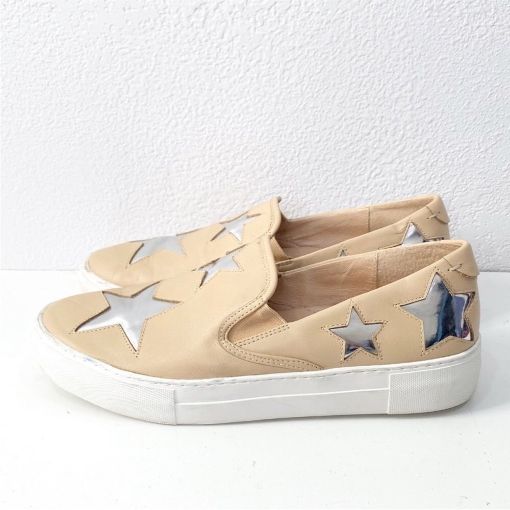 J/Slides NYC Star Platform Leather Slip-On Sneakers Size 10